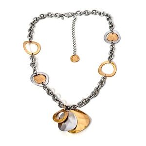 PREMIER DESIGNS Mixed Metals Gold & Silver Medallion URBAN GLAM Necklace | NWT